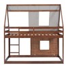 Twin Over Twin Bunk Bed Wood Frame House Shaped with Roof,Ladder and 2 Windows for Kids Teens Girls Boys - 3 of 4