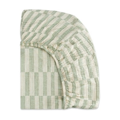 Organic Cotton Moss Stripe Mini Crib Sheet