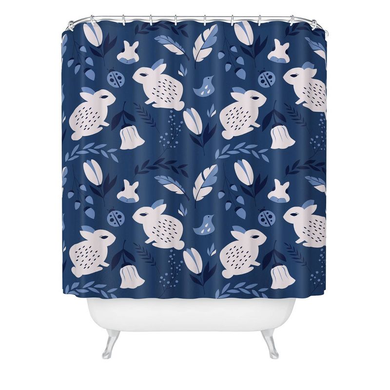 Deny Designs BlueLela Rabbits and Flowers Shower Curtain, 1 of 4