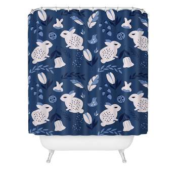 Deny Designs BlueLela Rabbits and Flowers Shower Curtain