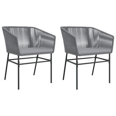 vidaXL Outdoor Patio Chairs - Poly Rattan with Cushions, Gray Seating for Garden & Patio - Modern Design, Weather-Resistant Frame