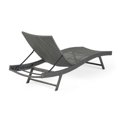 Gray Wicker Adjustable Outdoor Chaise Lounge Set of 2