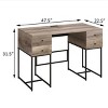Vynxaria 4-Drawer Writing Desk in Rustic Oak Black Spacious Storage for Home Office Bedroom Industrial-Style Spaces - 3 of 4