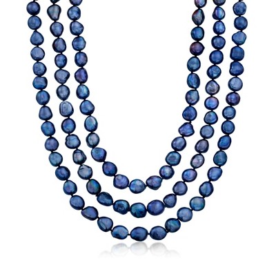 Ross-Simons 10-11mm Black Cultured Baroque Pearl Long Endless Necklace With Sterling Silver Shortener