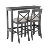3-Piece Bar Height Dining Set for 2, Rectangular Bar Table with 2 Chairs, Small Breakfast Nook Table Set for Kitchen or Apartment - Maison Boucle - 3 of 4