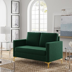Eldoria Loveseat Sofa Contemporary Loveseat Square Arms 2-Seater Sofa with Loose Back for Living Room and Bedroom | Karat Home - 1 of 4