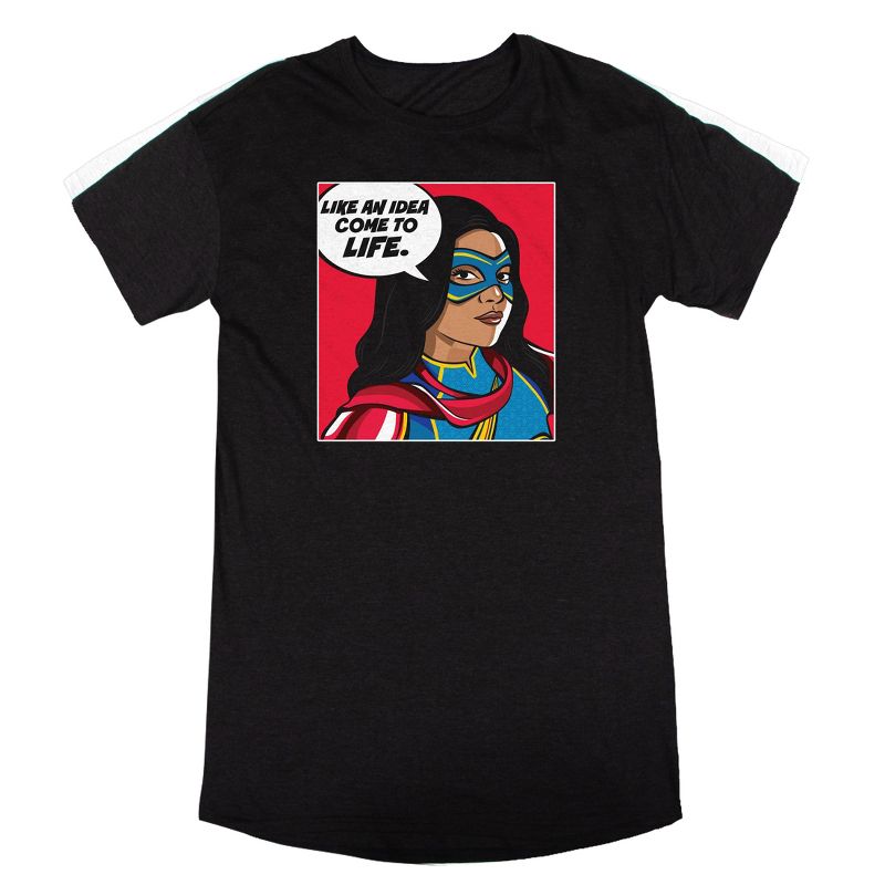 Ms. Marvel Come To Life Women's Black Nightshirt, 1 of 3