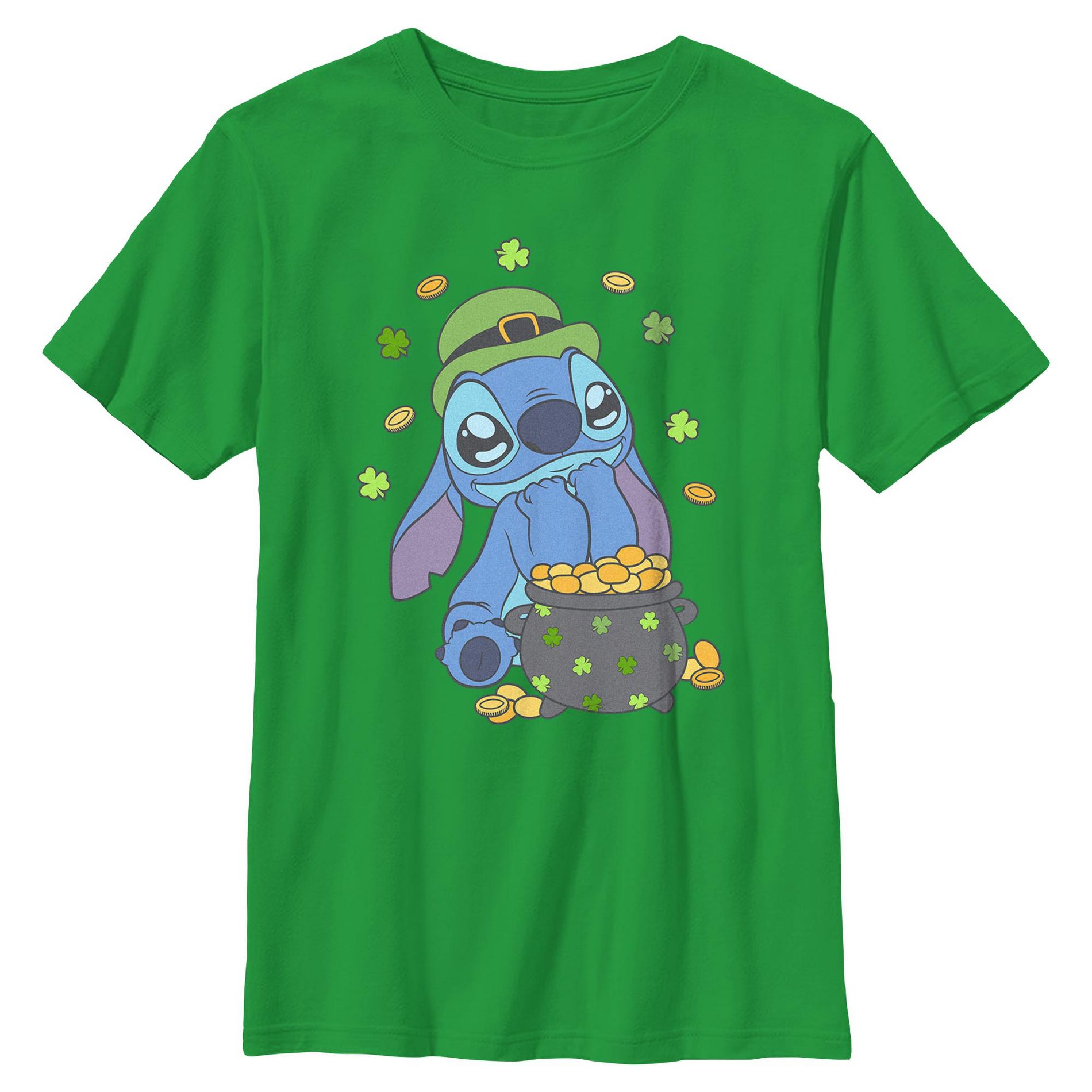 Boys Lilo & Stitch Strike Gold Stitch T Shirt - Kelly - X Small