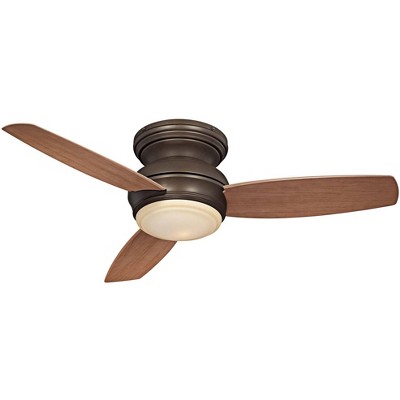 44" Minka Aire Vintage Hugger Outdoor Ceiling Fan with LED Light Oil Rubbed Bronze Maple Tinted Opal Glass Wet Rated for Patio