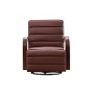 Homy Casa Swivel Accent Chair with Channel-Tufted Back and Curved Wood Armrests, for Living Room or Office, Brown PU Leather - 4 of 4