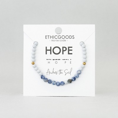 ETHIC GOODS Women's 4mm Gold Morse Code Bracelet [HOPE] - Gold & Turquoise