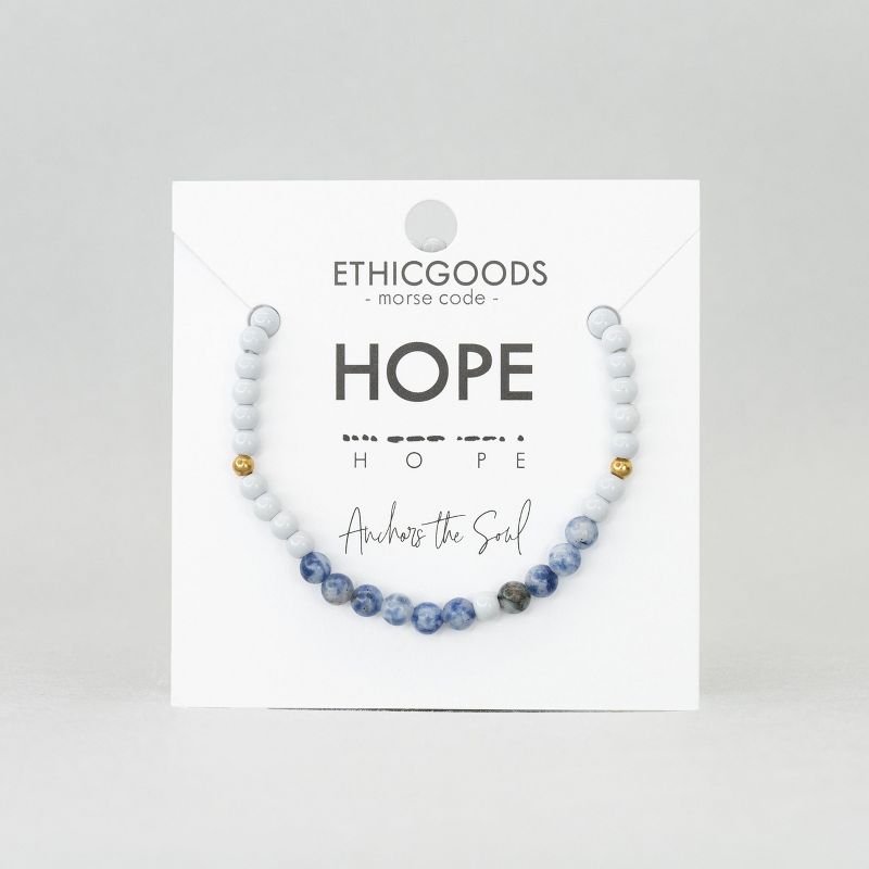 ETHIC GOODS Women's 4mm Gold Morse Code Bracelet [HOPE] - Gold & Turquoise, 1 of 6