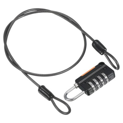 Unique Bargains Locker Luggage Bike 4 Digit Combination Lock with Security Cable Set