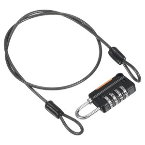 Unique Bargains Locker Luggage Bike 4 Digit Combination Lock with Security Cable Set - 1 of 4