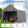 Portable Carport Storage Shed with Roll-up Zipper Door, Heavy Duty Waterproof Tarp, Storage for Motorcycle, Bike, Garden Tools, Gray - 3 of 4
