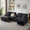 KWPZQEB 120" Modular Sectional Sofa Bed, Corduroy Sofa with Storage & Cup Holders, 4-Seat Modern U-Shaped Sofa with Comfy Chaise for Living Room - 2 of 4