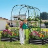 DoCred 3 in 1 Raised Garden Bed with 87in Tall Arch Trellis for Climbing Plants, Galvanized Planter Garden Box Outdoor for Gardening - 3 of 4