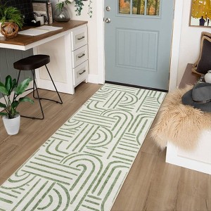 Modern Area Rug for Living Room, Vintage Low Pile Floor Rug with Non Slip Backing, Washable Stain Resistant Carpet for Dorm Office - 1 of 4