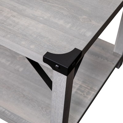 Aspen Gray Modern Farmhouse 2-Tier Rectangular Coffee Table