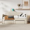 Twin Size Upholstered daybed with Cloud-Shaped Backrest, Trundle and 2 Drawers and USB Ports, Beige - 2 of 4