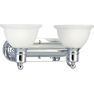 Progress Lighting Madison Collection 2-Light Wall Bracket, Ceramic, Polished Chrome, White Etched Glass Shade
