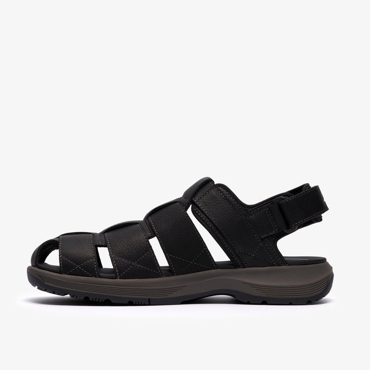Clarks Mens Guideview Cove Black Leather Sandals - thumbnail 2