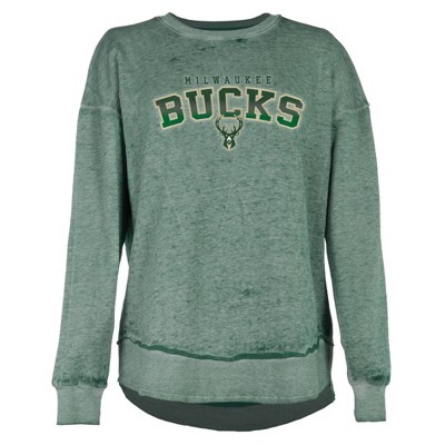 NBA Milwaukee Bucks Women's Ombre Arch Print Burnout Crew Neck Fleece  Sweatshirt - S