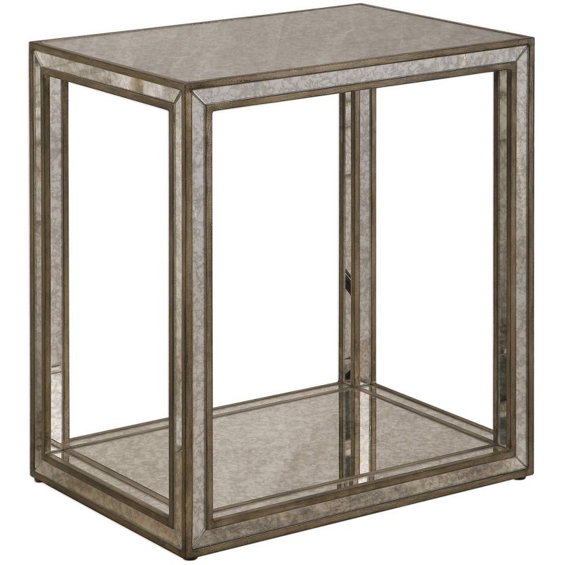 Uttermost Julie 22" Wide Burnished Antique Gold Mirrored End Table, 1 of 2