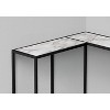 Monarch Specialties Accent Table Console Entryway Narrow Corner Living Room Bedroom White Marble Look Laminate Black Metal Contemporary Modern - 3 of 4