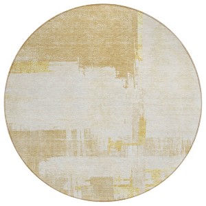 Beige Gold And Tan Abstract Washable Indoor Outdoor Area Rug - 1 of 4