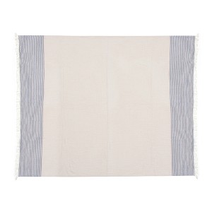47" X 60"  and Ivory Cotton Woven Striped Throw Blanket with Fringe - 1 of 4
