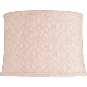 Springcrest 13" Top x 14" Bottom x 10" High x 10" Slant Print Lamp Shade Replacement Medium Seno Pink Drum Modern Fabric Softback Washer Harp Finial - 1 of 4
