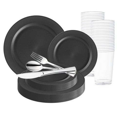 Smarty Had A Party Matte Charcoal Gray Round Disposable Plastic Wedding Value Set (120 Settings) - image 1 of 1