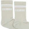 LECHERY Unisex Varsity Striped Half-crew Socks (1 Pair) - One Size, Ivory/White - 3 of 4