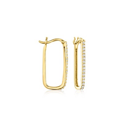 Ross-Simons 0.25 ct. t.w. Diamond Paper Clip Link Hoop Earrings in 18kt Gold Over Sterling