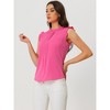 INSPIRE CHIC Women's Ruffled Curved Hem Business Office Vintage Sleeveless Blouse - 3 of 4