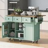 JUJABU 53.1 in. W Kitchen Island Cart with Rubber wood Drop-Leaf Countertop - 2 of 4