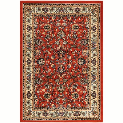 Terracotta and Ivory Rectangular Synthetic Area Rug, 5' x 8'