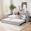Okak Twin Size Daybed with Pop Up Trundle Upholstered Bed Sofa Bed Frame with Backrest for Living Room Bedroom Guest Room - 2 of 4