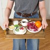 Acacia Serving Tray with Metal Handles, 17 in Wood Serving Tray for Coffee Bar, Serving Tray Toiletry Platter, Storage Tray for Kitchen Bedroom - 2 of 4