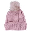 CTM Women's Knit Winter Beanie with Cuff and Synthetic Fur Pom - 4 of 4