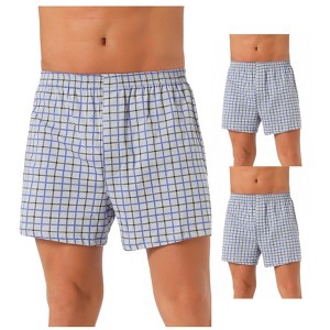 INSPIRE CHIC Men's 3 Pack Classic Elastic Waistband Plaid Pattern Boxer Shorts - 1 of 4