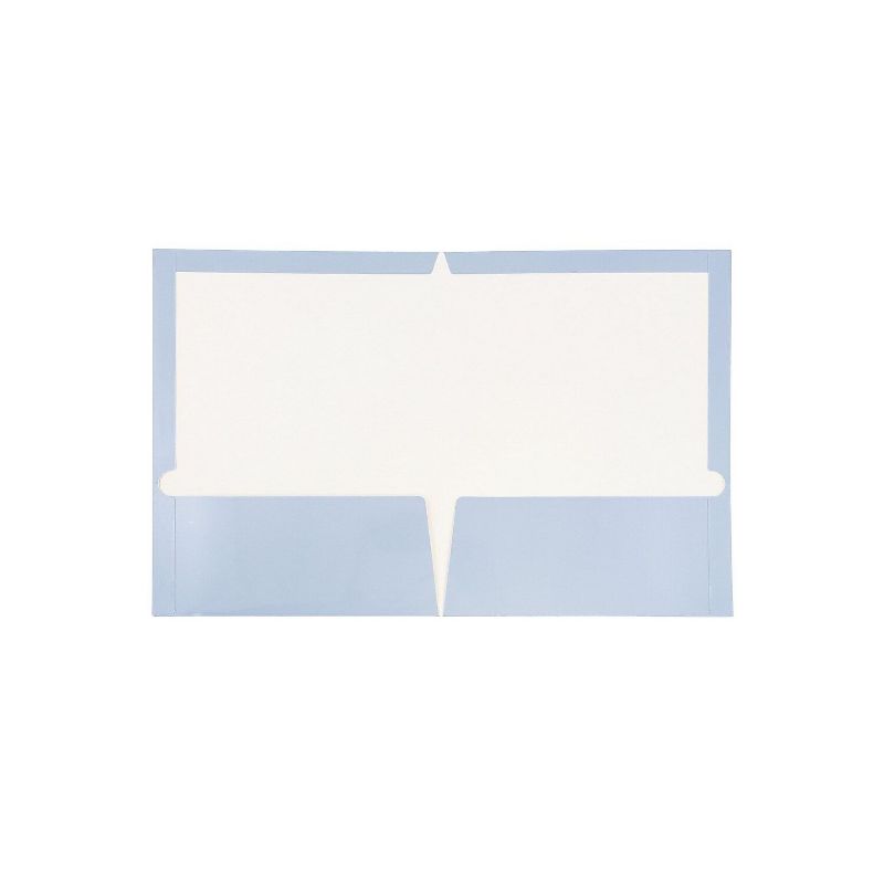 JAM Paper Laminated Two-Pocket Glossy Presentation Folders Baby Blue 31225346A, 2 of 6