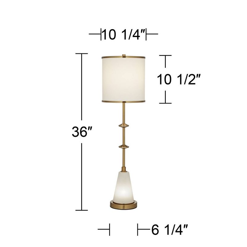 Possini Euro Design Dane Modern Buffet Table Lamp 36" Tall Gold Metal with LED Night Light White Drum Shade for Bedroom Living Room Bedside Nightstand, 5 of 11
