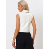 INSPIRE CHIC Women's Metallic Faux Leather Lapel Collar Zip Sleeveless Cropped Vest - 4 of 4