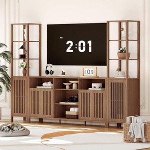TackView Farmhouse TV Stand for TVs Up to 70", Entertainment Center with Bookshelves, Media Center - 1 of 4