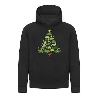 Everyday Kids Christmas Collection Dinosaur Tree Boys Pullover Hoodie – Holiday Sweatshirt