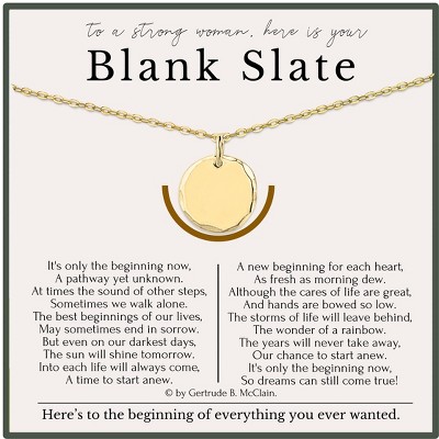 HOPE LOVE SHINE Encouragement Necklace for Women – Sterling Silver Gold Blank Slate Pendant – Inspirational Gift, 18” Chain