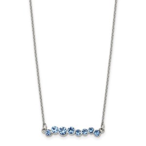 Chisel Stainless Steel Blue Preciosa Crystal Bar on a Necklace 16" Cable Chain Necklace with a 2" Ext. - 1 of 3