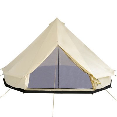VisioGear Bell Tent for Family Camping, 10-Person Yurt Tent Glamping Bell Tent for Family Outdoor Camping, Beige, 196.75"*196.75"*118"